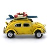 Διακοσμητικό Μεταλλικό Αυτοκίνητο Εποχής - Σκαραβαίος με Σανίδα Surf και Σωσίβιο (Κίτρινο)