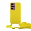 Θήκη OEM Σιλικόνης Matte Back Cover με Λουράκι για Samsung Galaxy S22 Ultra (Canary Yellow)