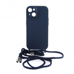 Θήκη Mat Back Cover με Κορδόνι & Προστασία Κάμερας για iPhone 14 Plus (Σκούρο Μπλε)