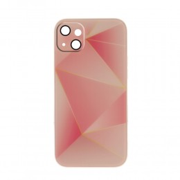 Θήκη Silicone & Glass Pink Lines Back Cover με Προστασία Κάμερας για iPhone 14 Plus (Design)