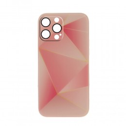 Θήκη Silicone & Glass Pink Lines Back Cover με Προστασία Κάμερας για iPhone 14 Pro Max (Design)