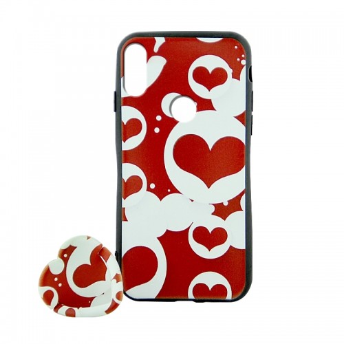 Θήκη με Popsockets Red and White Heart Back Cover για Huawei Y6 2019 (Design) 