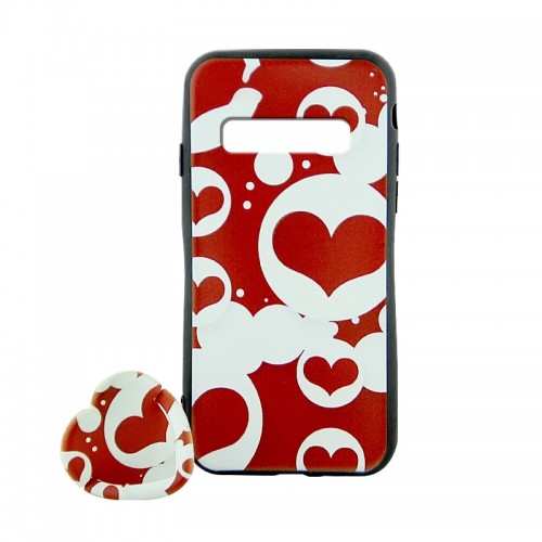 Θήκη με Popsockets Red and White Heart Back Cover για Samsung Galaxy S10 (Design) 