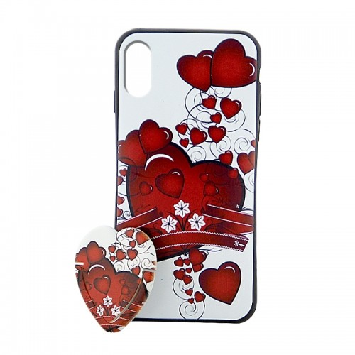 Θήκη με Popsockets Red Heart Back Cover για iPhone X/XS (Design)