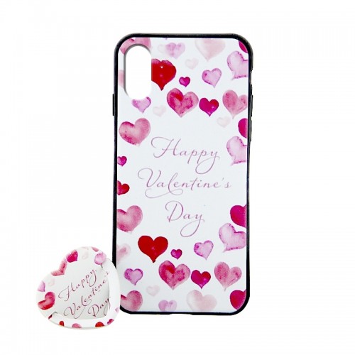 Θήκη με Popsockets Happy Valentine's Day Back Cover για iPhone X/XS (Design)