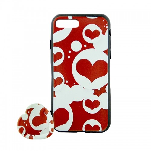 Θήκη με Popsockets Red and White Heart Back Cover για iPhone 7/8 Plus (Design)