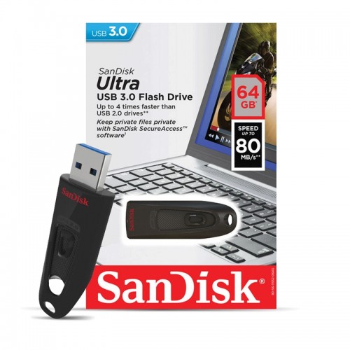 Flash Drive SanDisk Ultra Usb 3.0 64GB (Μαύρο)