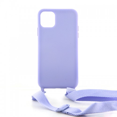 Θήκη OEM Σιλικόνης Matte Back Cover με Λουράκι για iPhone 11 Pro (Lilac Purple)