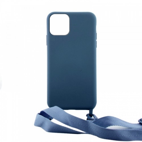 Θήκη OEM Σιλικόνης Matte Back Cover με Λουράκι για iPhone 12 Pro Max (Blue) 