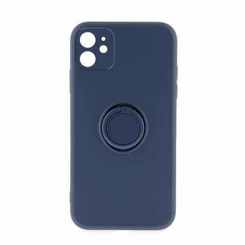 Θήκη Silicone Ring Back Cover με Προστασία Κάμερας για iPhone 12 (Blueberry)