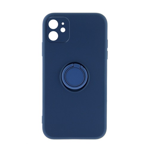 Θήκη Silicone Ring Back Cover με Προστασία Κάμερας για iPhone 12 (Μπλε)