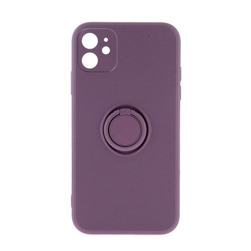Θήκη Silicone Ring Back Cover με Προστασία Κάμερας για iPhone 11 (Μωβ)