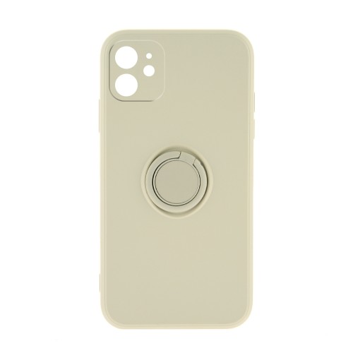 Θήκη Silicone Ring Back Cover με Προστασία Κάμερας για iPhone 11 (Off White)