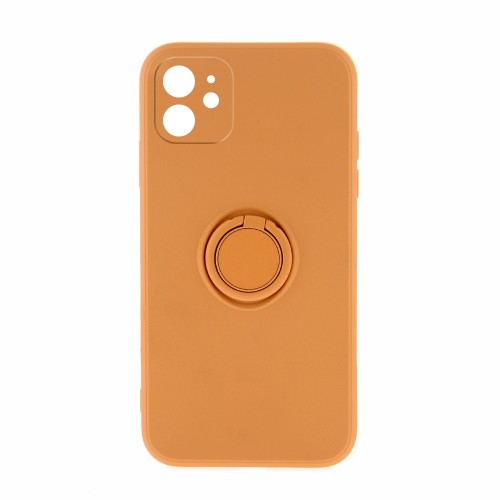 Θήκη Silicone Ring Back Cover με Προστασία Κάμερας για iPhone 12 (Πορτοκαλί)