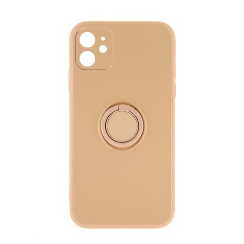 Θήκη Silicone Ring Back Cover με Προστασία Κάμερας για iPhone 11 (Σομόν) 