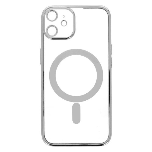 Θήκη Clear Metalic Mag με Προστασία Κάμερας για iPhone 12 (Ασημί)