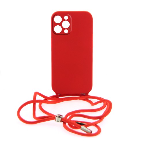 Θήκη Mat Back Cover με Κορδόνι & Προστασία Κάμερας για iPhone 14 Pro Max (Κόκκινο