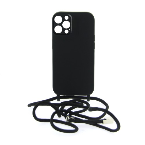 Θήκη Mat Back Cover με Κορδόνι & Προστασία Κάμερας για iPhone 14 Pro Max (Μαύρο)