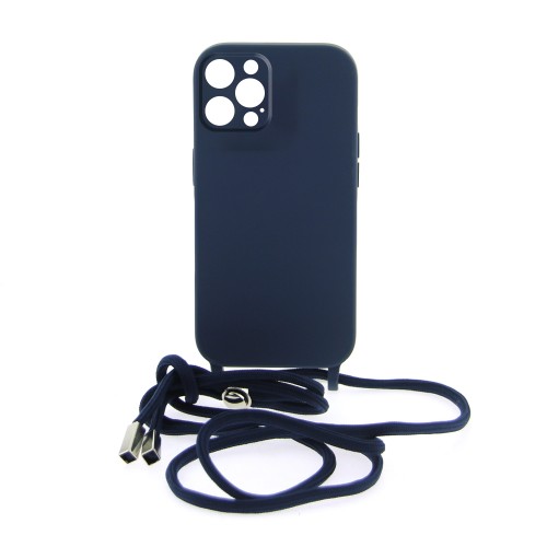 Θήκη Mat Back Cover με Κορδόνι & Προστασία Κάμερας για iPhone 14 Pro (Σκούρο Μπλε)