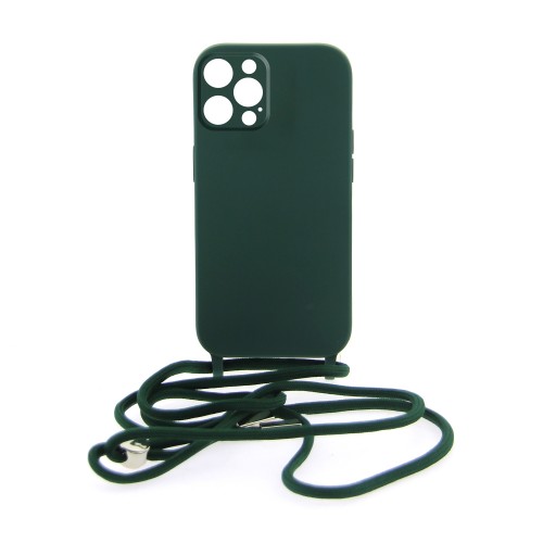 Θήκη Mat Back Cover με Κορδόνι & Προστασία Κάμερας για iPhone 14 Pro Max (Σκούρο Πράσινο)