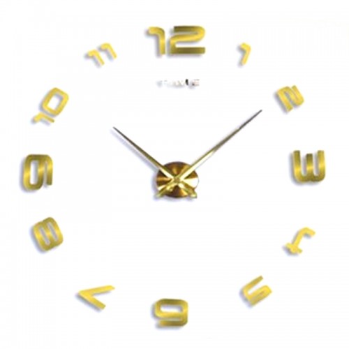 Αυτοκόλλητο Ρολόι Τοίχου 3D 12S008-GF (Χρυσό)