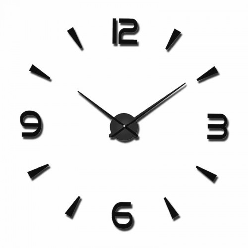 Αυτοκόλλητο Ρολόι Τοίχου 3D 12S021-BF (Μαύρο)