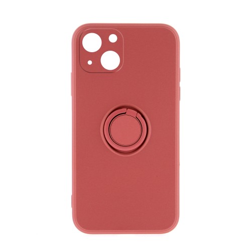 Θήκη Silicone Ring Back Cover με Προστασία Κάμερας για iPhone 13 (Dark Pink) 
