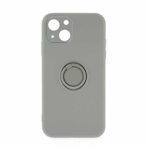 Θήκη Silicone Ring Back Cover με Προστασία Κάμερας για iPhone 13 (Γκρί)