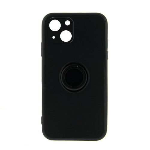 Θήκη Silicone Ring Back Cover με Προστασία Κάμερας για iPhone 14 Plus (Μαύρο)