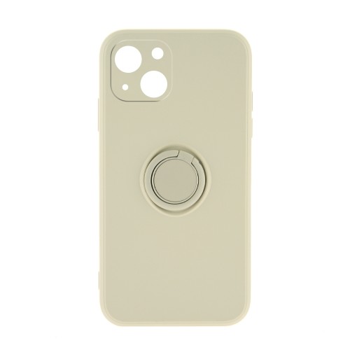 Θήκη Silicone Ring Back Cover με Προστασία Κάμερας για iPhone 13 (Off White)