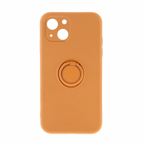 Θήκη Silicone Ring Back Cover με Προστασία Κάμερας για iPhone 14 (Πορτοκαλί)