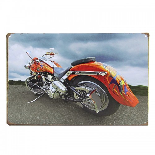 Μεταλλική Διακοσμητική Πινακίδα Τοίχου Motorcycle Flames 20x30