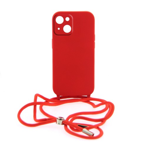 Θήκη Mat Back Cover με Κορδόνι & Προστασία Κάμερας για iPhone 14 Plus (Κόκκινο)