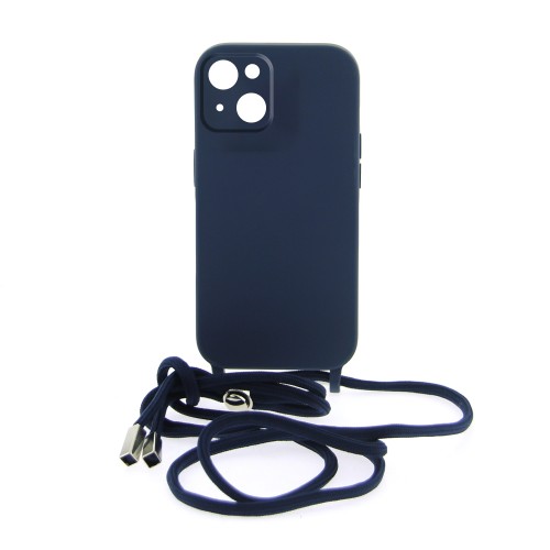 Θήκη Mat Back Cover με Κορδόνι & Προστασία Κάμερας για iPhone 14 Plus (Σκούρο Μπλε)