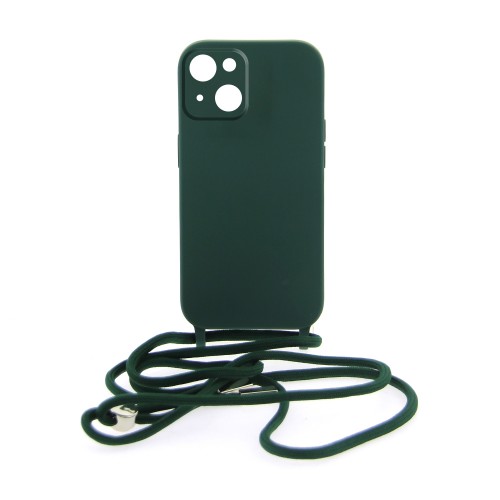 Θήκη Mat Back Cover με Κορδόνι & Προστασία Κάμερας για iPhone 14 Plus (Σκούρο Πράσινο