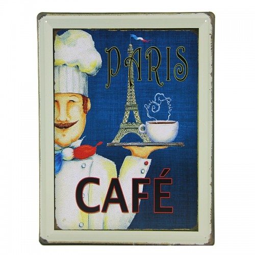 Μεταλλική Διακοσμητική Πινακίδα Τοίχου Paris Cafe 30X40