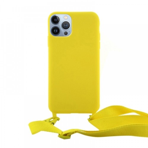 Θήκη OEM Σιλικόνης Matte Back Cover με Λουράκι για iPhone 13 Pro Max (Canary Yellow)