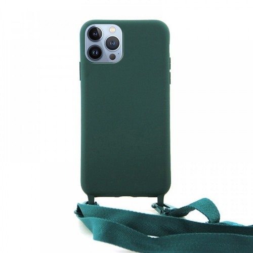 Θήκη OEM Σιλικόνης Matte Back Cover με Λουράκι για iPhone 13 Pro Max (Casal Green)