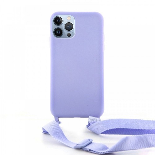 Θήκη OEM Σιλικόνης Matte Back Cover με Λουράκι για iPhone 13 Pro Max (Lilac Purple)