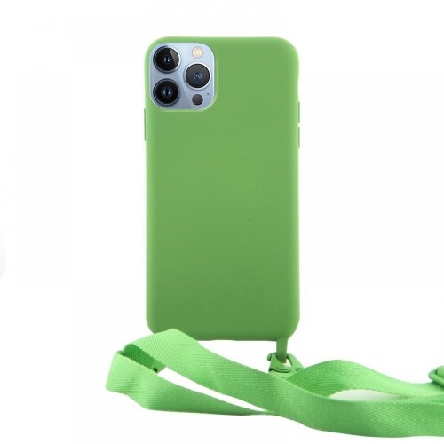 Θήκη OEM Σιλικόνης Matte Back Cover με Λουράκι για iPhone 13 Pro Max (Pale Green) 