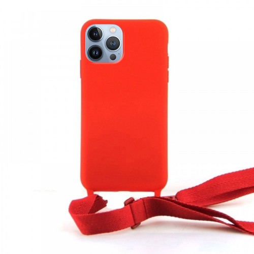 Θήκη OEM Σιλικόνης Matte Back Cover με Λουράκι για iPhone 13 Pro Max (Red)