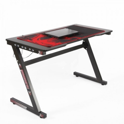 Gaming Desk YC1402 With lamp & Cup holder & Headset Hanger 140X60X75cm (Black)