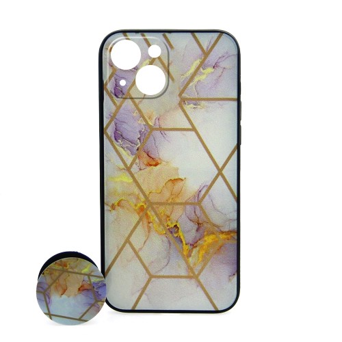 Θήκη MyMobi Sandy Marble Back Cover με Προστασία Κάμερας και Popsocket για iPhone 14 (Design) 