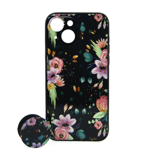 Θήκη MyMobi Plum Flowers Back Cover με Προστασία Κάμερας και Popsocket για iPhone 14 (Design)