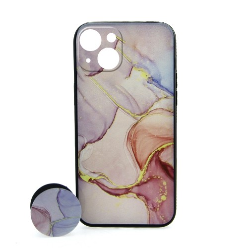 Θήκη MyMobi Crepe Marble Back Cover με Προστασία Κάμερας και Popsocket για iPhone 14 (Design)