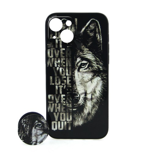Θήκη MyMobi Wolf Back Cover με Προστασία Κάμερας και Popsocket για iPhone 14 (Design)