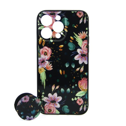 Θήκη MyMobi Plum Flowers Back Cover με Προστασία Κάμερας και Popsocket για iPhone 14 Pro (Design) 