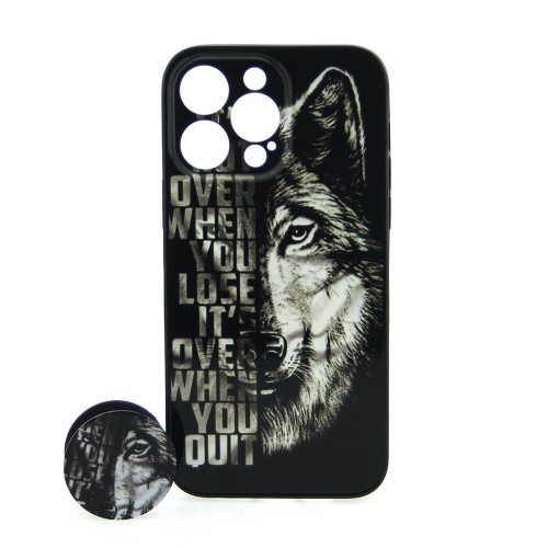 Θήκη MyMobi Wolf Back Cover με Προστασία Κάμερας και Popsocket για iPhone 14 Pro (Design) 