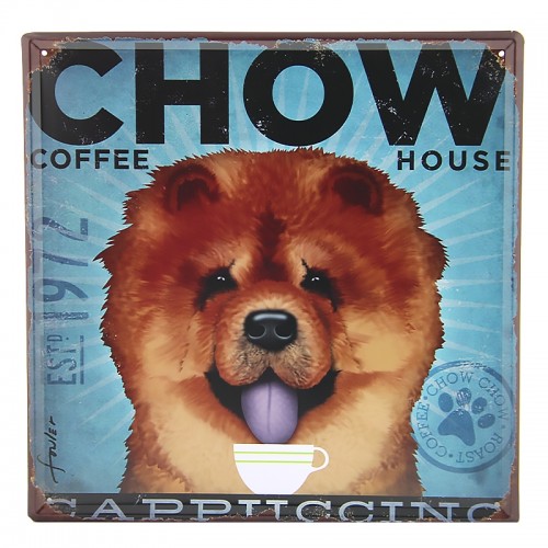 Μεταλλική Διακοσμητική Πινακίδα Τοίχου Chow Coffee House 30X30