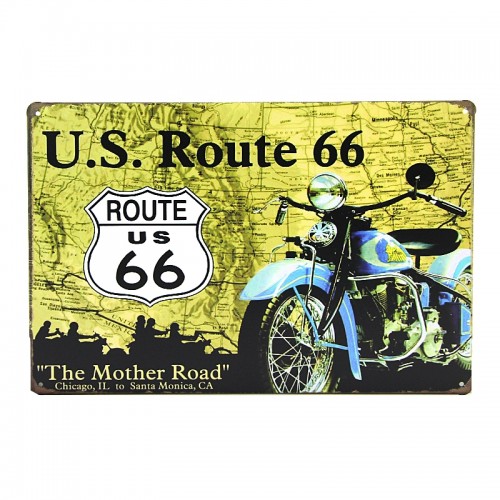 Μεταλλική Διακοσμητική Πινακίδα Τοίχου Route 66 Blue Sold Here 20X30